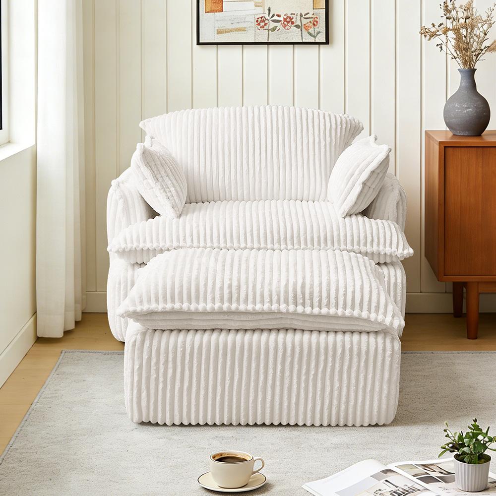Soft single sofa with backrest and armrests, made of flannel and 30D high-resilience foam