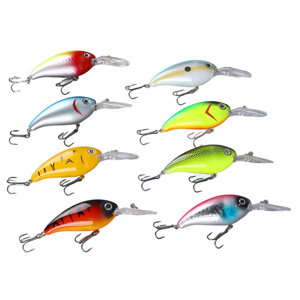 8PCS with Hook Crank Bait ABS Bass Fishing Lures Lifelike Swimbaits Lures  Saltwater Fishing