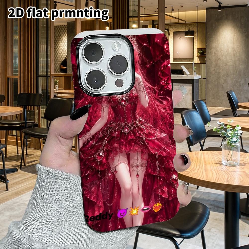 Phone Case: 2D Flat Design Suitable for iPhone 18 17 16 15 14 13 Pro Film Protective Case, Couple Style, Red-haired Girl, Christmas and Halloween Gift