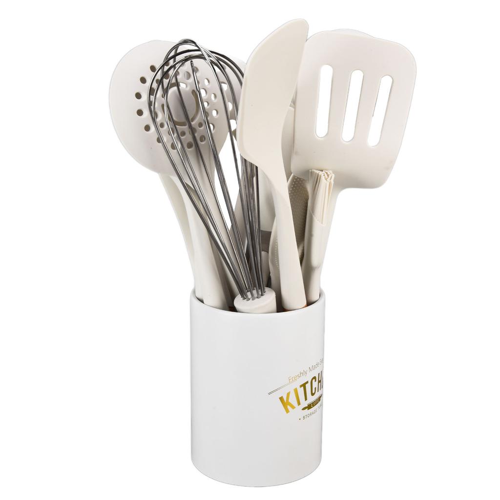 12-teiliges Silikon-Kochutensilien-Set Weißer nordischer minimalistischer Stil Antihaft-Küchenutensilien-Set für