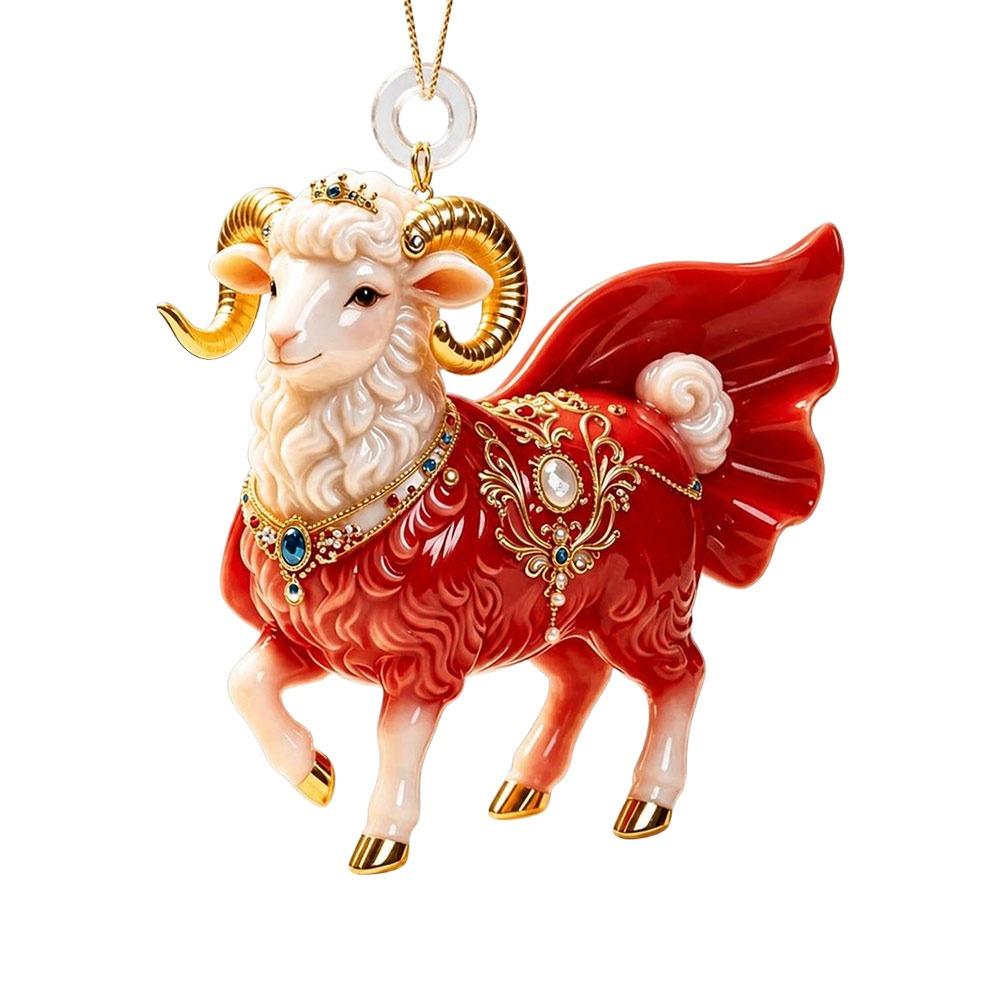 Acrylic Goat Hanging Ornament 2D Flat Animal Hanging Decoration Holiday Party Decor