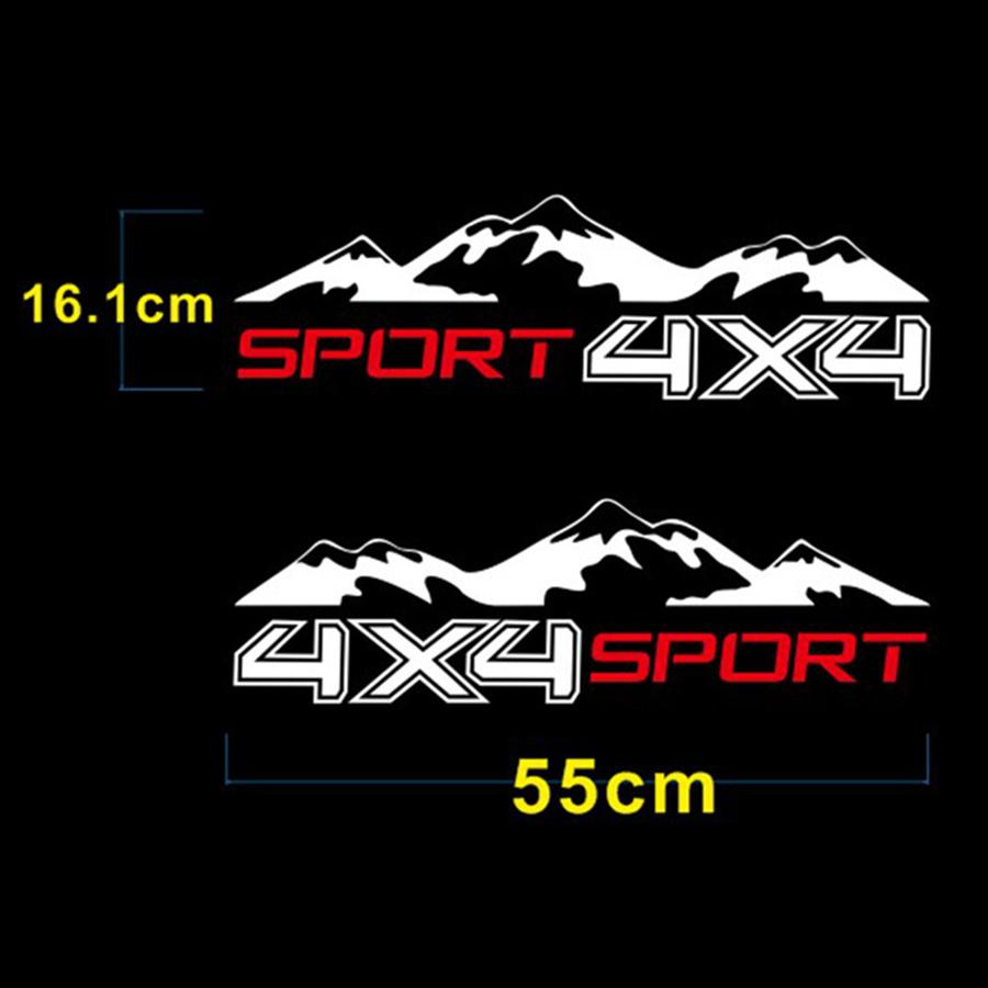 2pc biały 4X4 Mountain Car Sticker Graphic Vinyl dla JEEP Pickup D-MAX Navara Truck naklejka SUV!