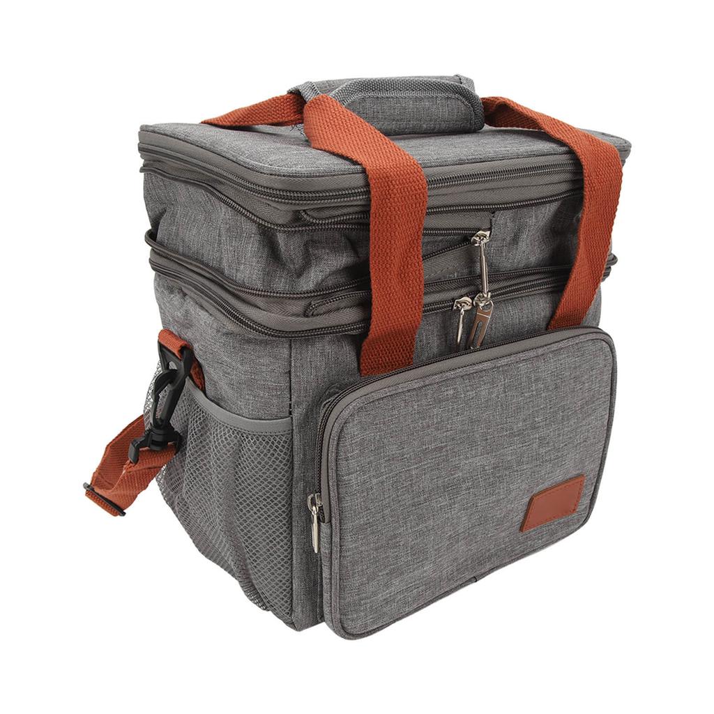 Insulated Lunch Carry Bag Double Layer Large Capacity Leak Proof Oxford Cloth Aluminum Foil with Shoulder Belt Cooler
