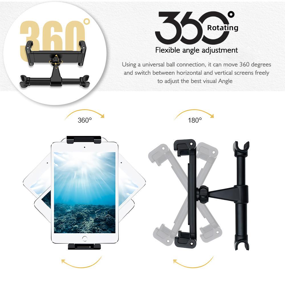 Telescopic Car Headrest Phone Holder Mount for Back Seat, 360° Rotating Tablet Stand Bracket for Kids Watching 5-13 Inch Devices