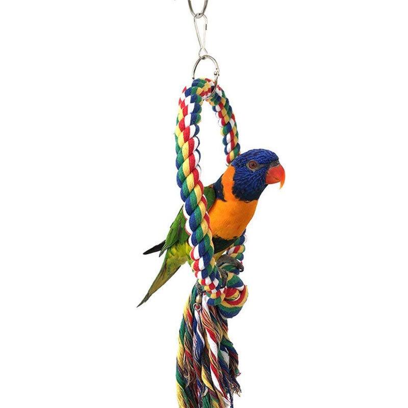 Parrot Cotton Rope Hanging Swing: Climbing & Biting Toy for Small and Medium Birds