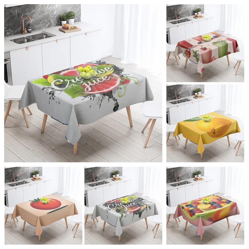 Food Theme Tablecloth Waterproof and Oil-proof Tablecloth Nordic Style Kitchen Tablecloth Modern Home Decoration