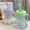 1L Cute Plastic Straw Water Bottle For Girls Creative Cat Claws Large Capacity Tabletop Sippy Cup  Portable Student Drinking Cup