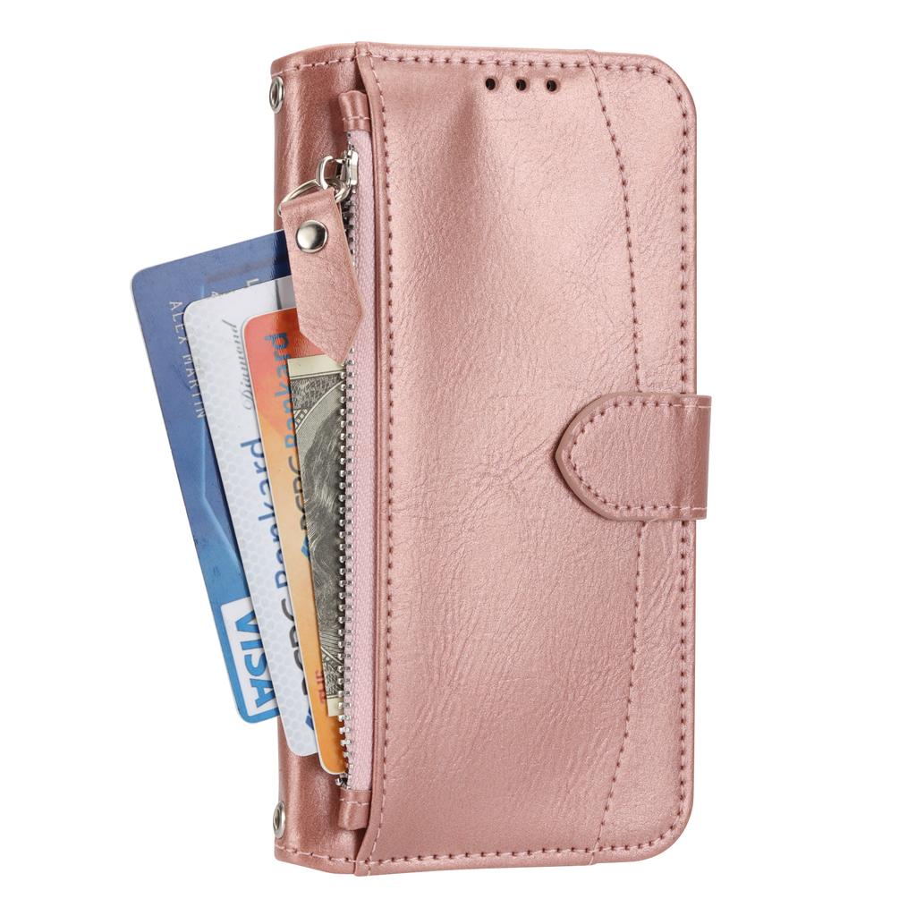 For Samsung Galaxy S26 Ultra Case Zipper Pocket Leather Phone Cover with Crossbody Shoulder Strap