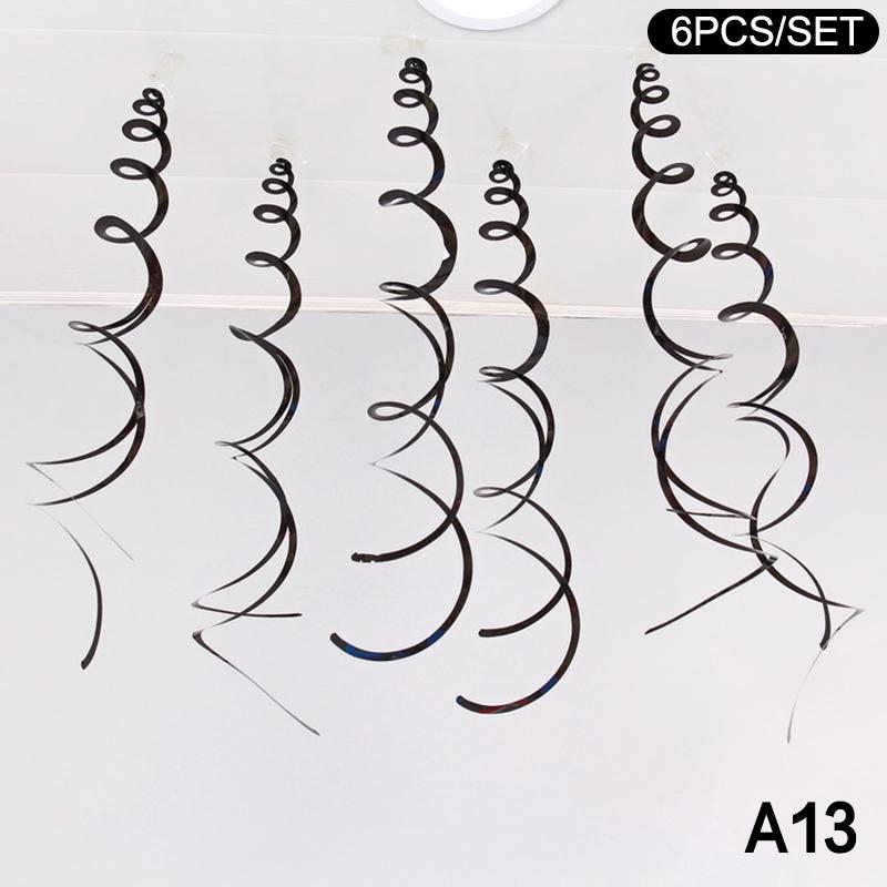 6Pcs Spiral Pendant Dangling Swirls Metallic Ceiling Hanging Streamers Ornament Christmas Wedding Birthday Balloons Decorations
