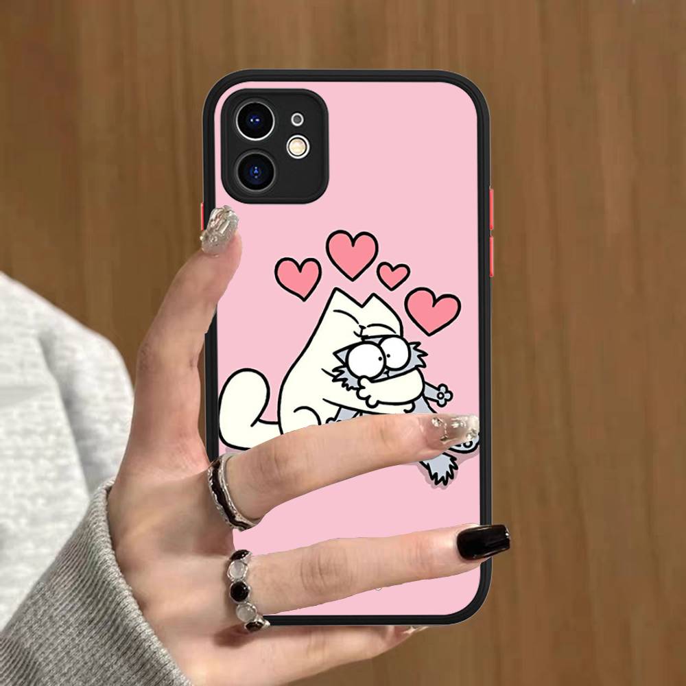 Cute S-Simons Cat Phone Case For IPhone 16 15 14 Plus 15 13 12 11 Pro Max X XS MAX Matte Cover