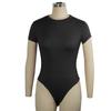 Body cu mânecă scurtă și gât rotund pentru femei, mulat, culoare uni, sexy cu design deschis, ținută casual, asortat, top de corp skinny dintr-o singură piesă