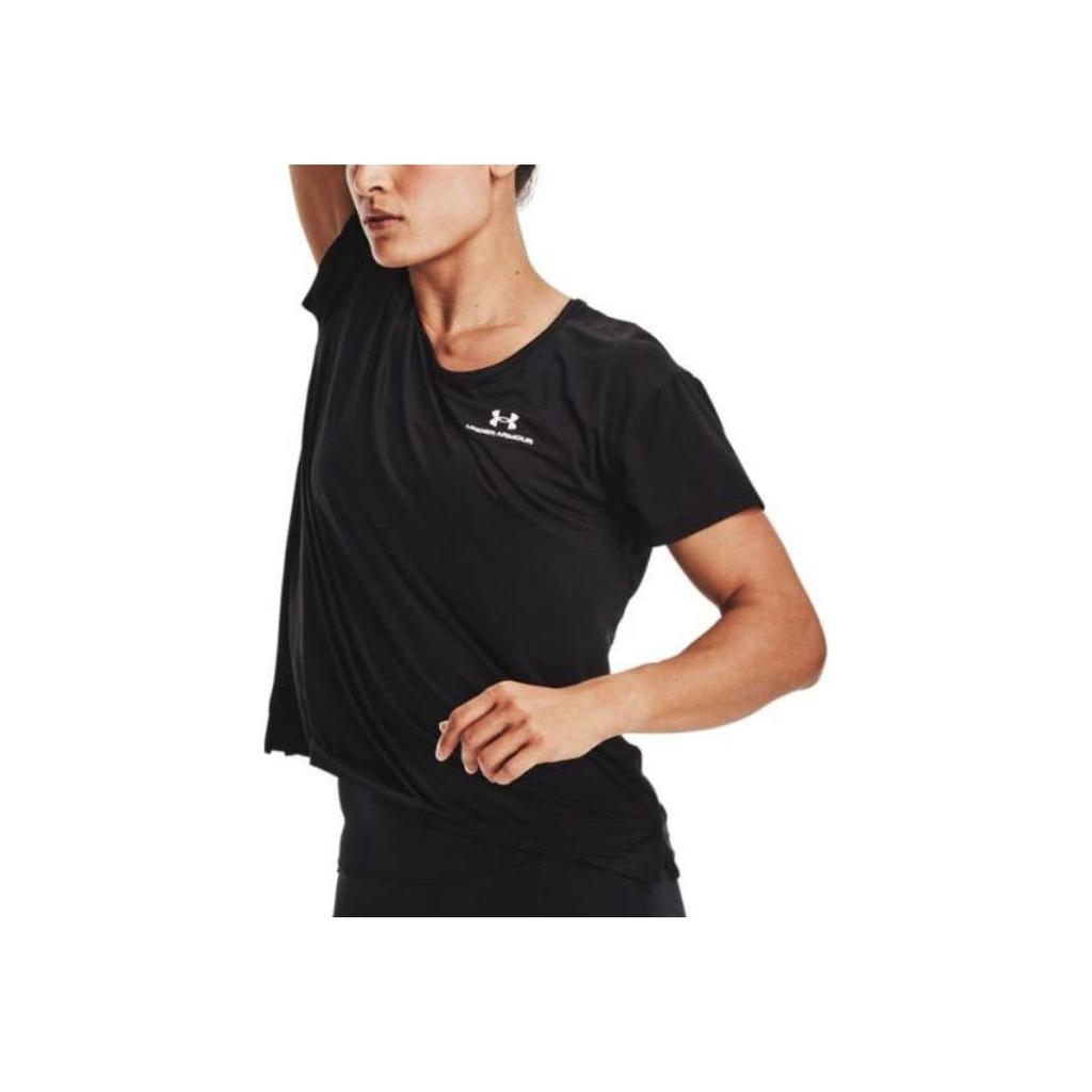 Under Armour Letter Logo Print Quick-Dry Pullover T-Shirt Women Tops Black 1365683-001