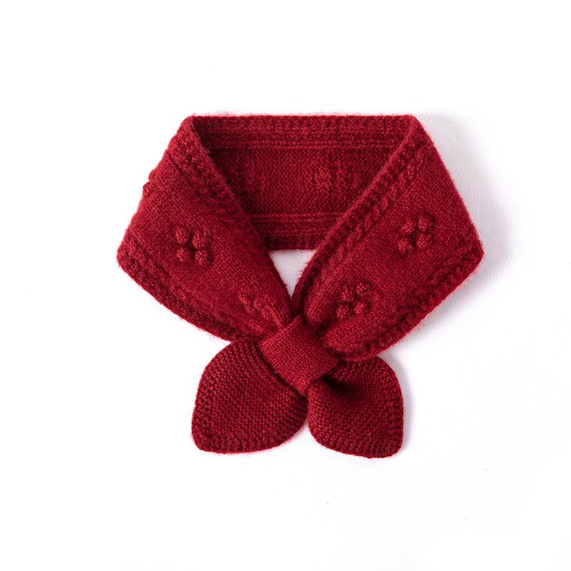 Autumn/Winter 100% Cashmere Solid Color Knit Scarf with Bow Tie - Versatile & Warm Neck Warmer 62cm Length коралл красный
