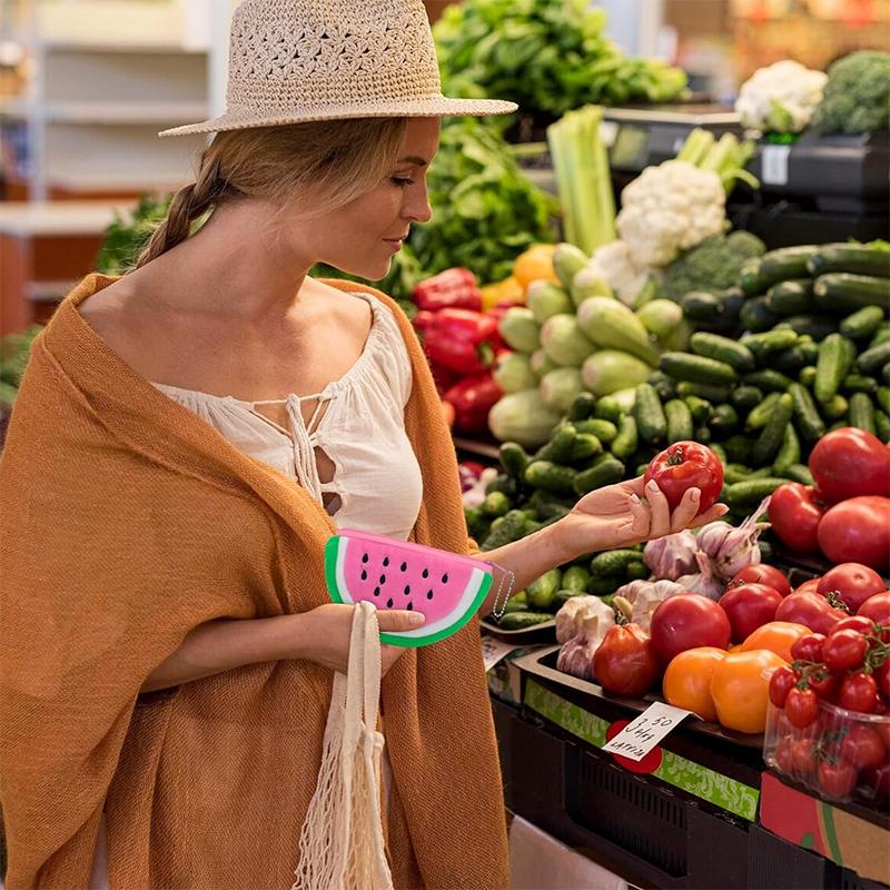 WTEMPO Cute Mini Coin Purses Zipper Storage Bags with Keychains Creative Small Semi-circular Watermelon-shaped Key Bags Daily Use Change Pouches