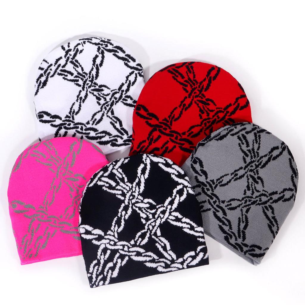 Acrylic Style Street Knit Hat For Men And Women With Letter Chain Embellishments