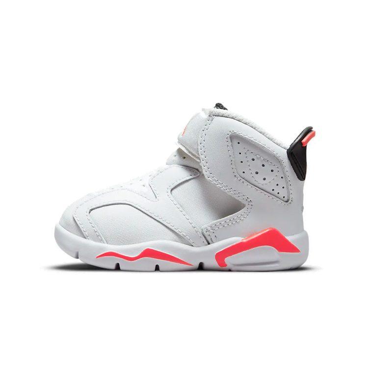 Jordan Air Jordan 6 Little Flex Infrared Cushioning Abrasion Resistant Slip Resistant Mid top Toddler Shoes White CT4417-101