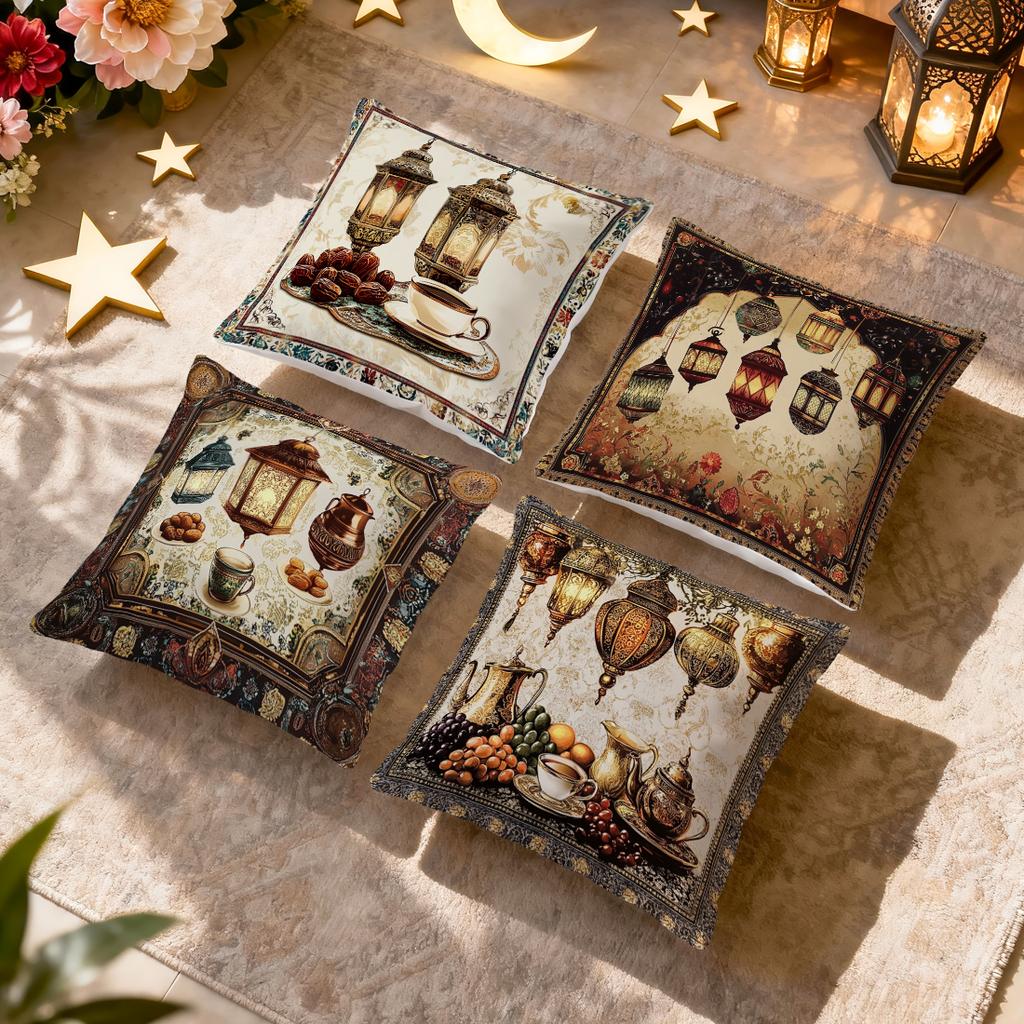 Traditional Ramadan Decorations Pillowcase Bedroom Sofa Cushion Cover 100% Polyester Living Room Cushion Pillowcase Home Decor
