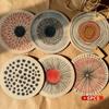 6Pcs/set Wooden Circular Patterned Coasters Anti-slip Eco-Friendly Decorative Coasters Heat Resistant Round Cup Mat