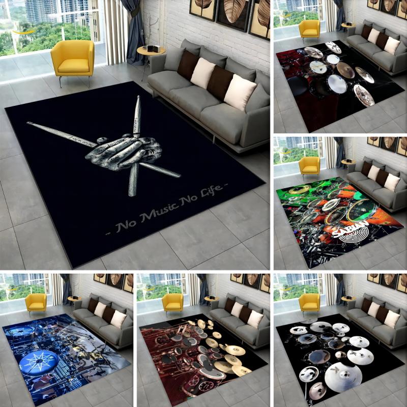 3D Drum Kit Music Instruments Carpet High Quality Non-Slip Bedroom Kitchen Doormat Large Size Balcony Corridor Area Decor Rug