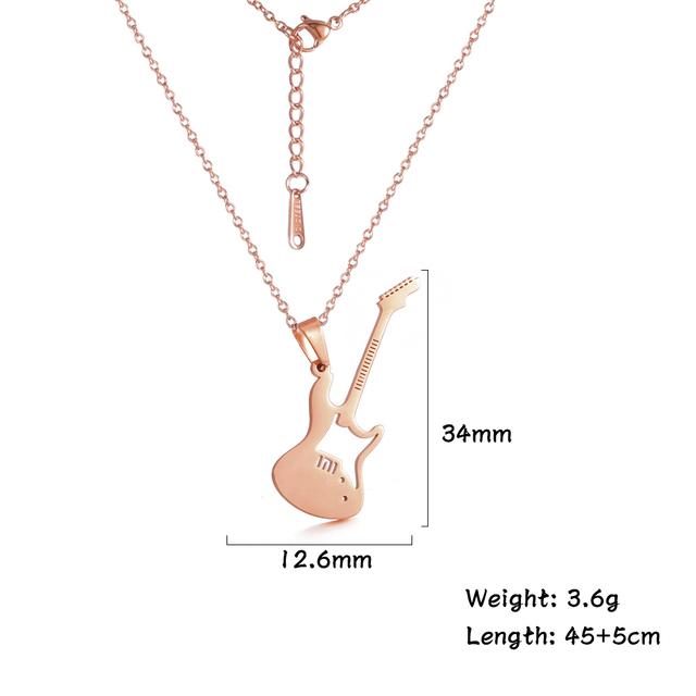 Cazador Stainless Steel Jewelry Musical Instrument Guitar Pendant Necklace for Women Men Chain Necklace Birthday Party Gift 2026