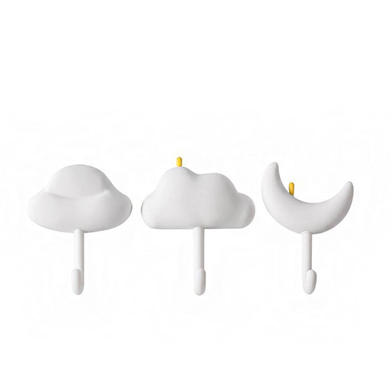 Creative Cute Cloud Shape Nail-free Wall Clothes Hooks Kids Room Decorative Key Hanging Hanger Kitchen Storage Hook