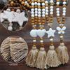 Ethnic Vintage Wooden Beaded Sweater Chain Necklace Natural Stone Charms Handmade Tassel Women Beach Dresses Accessory Gifts