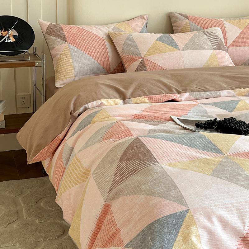 Mei Yun Ge Autumn/Winter Retro Nordic Style 100% Cotton Coarse Thickened Pure Cotton Four-Piece Set