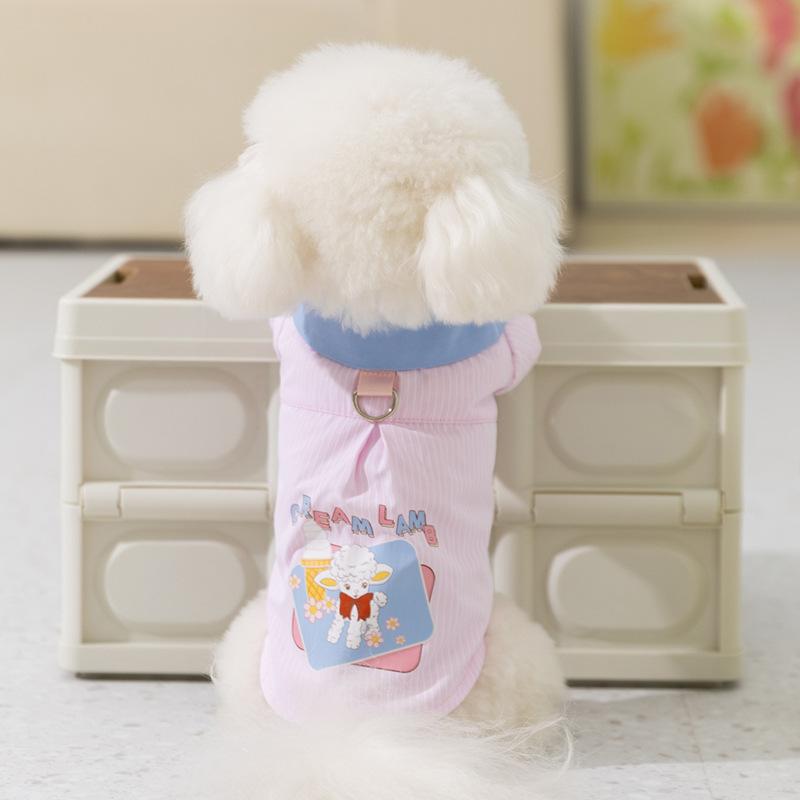 Cămașă de vară cu dungi și lână de desene animate pentru câini, vestă subțire pentru pisici, cămașă Teddy pentru animale de companie, haine pentru câini