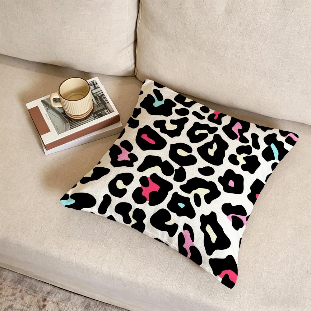 L-Leopard Print Cushion Cover Fabric Soft Furnishing,Pillowcase, Cushion Cover, Sofa Pillow, Home Decoration
