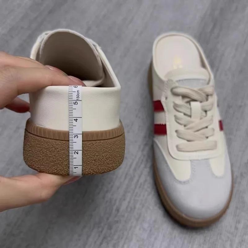 Women's Mules Lace-up Decoration 6cm Internal Height Round Toe Women's Slippers Leisure Light Lazy People Zapatillas De Mujer