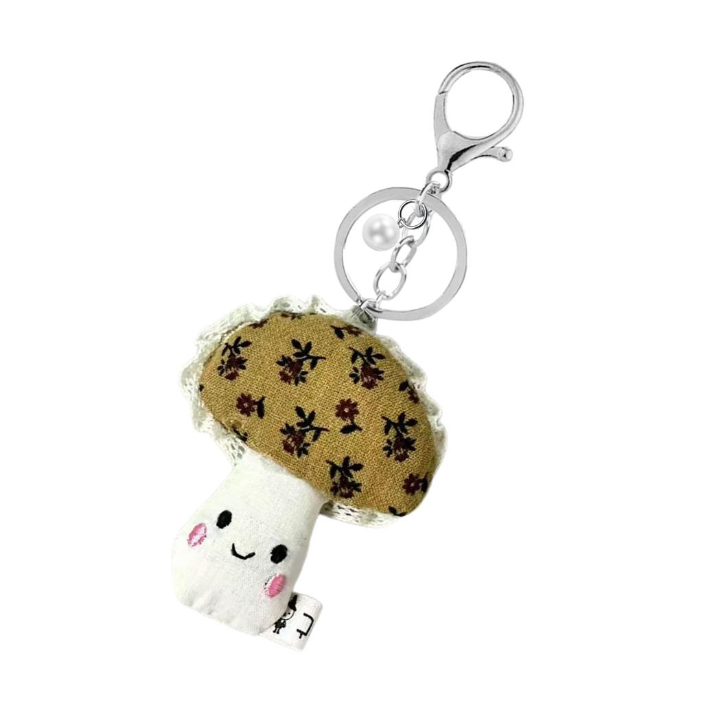 Lightweight Fabric Floral Mushroom Key Clip Keychain Pendant for Easy Carry Key Holder Bag Charm Decorative Item