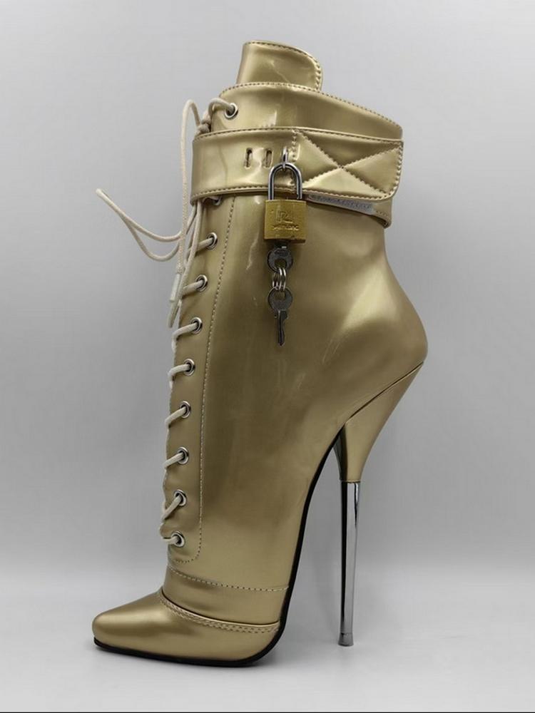 

Модные женские балетные ботинки 18 см / 7 дюймов, металлические шпильки, мужские сексуальные туфли для косплея, на шнуровке, с острым носком, с замком, большие размеры 45, 46 39