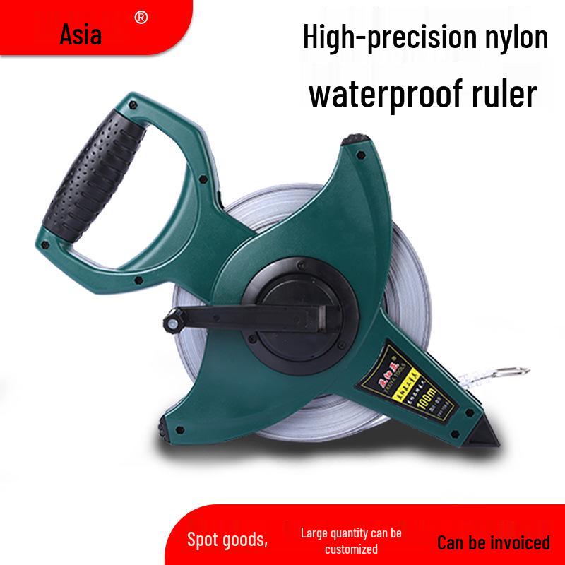 50m Handheld Nylon & Stainless Steel Fiber Tape Measure Ruler
