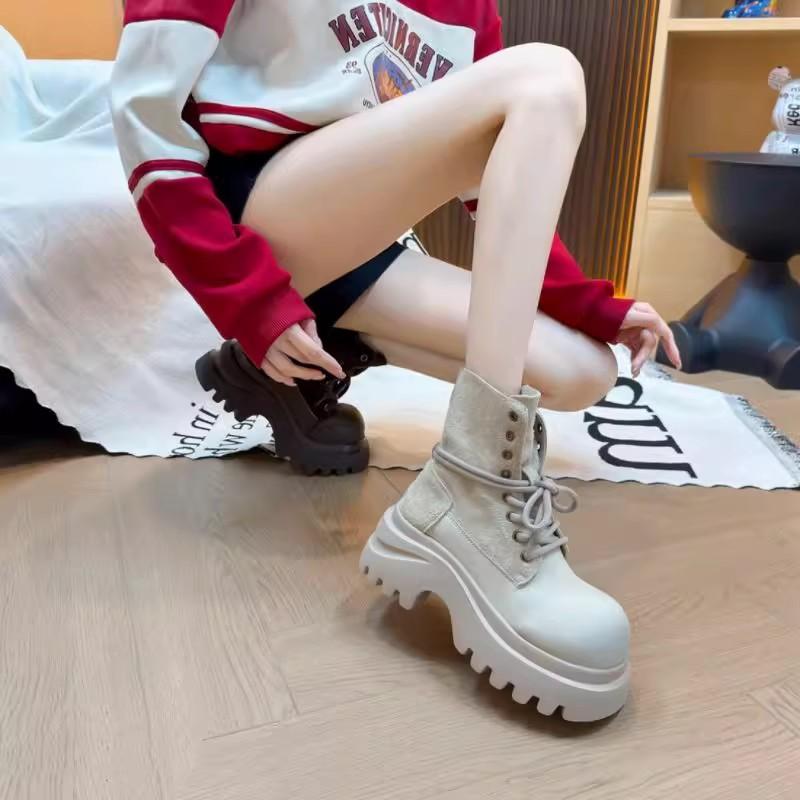 Fashion 2025 New Boots for Women Fashion Hot Sale Yellow Goth Platform Heels Wedge Women's Boots Casual Boots Size 42 Women's Shoes 325