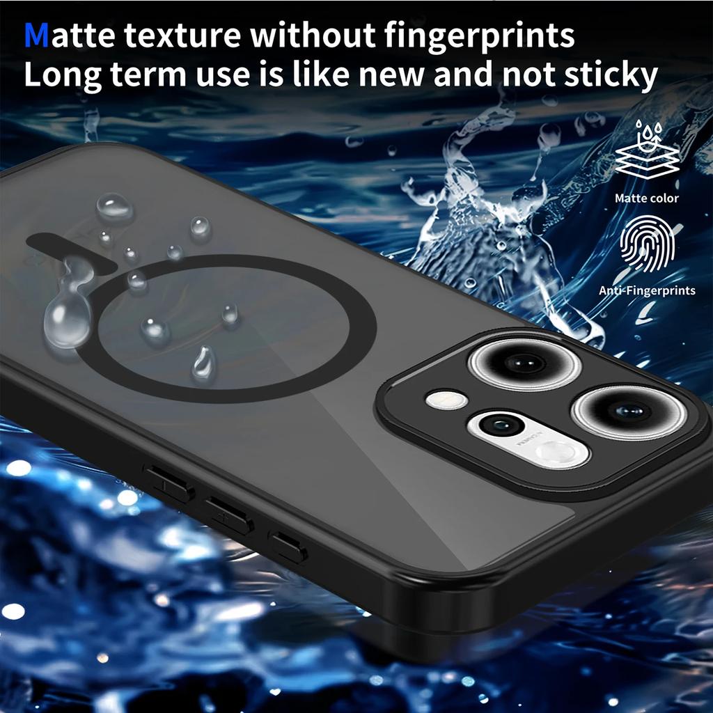 For OPPO Reno 14 13 12 Reno14 Reno13 F Pro 13F 14F 12F Case Magnetic Plating Airbag Soft Matte Transparent Shockproof Back Cover