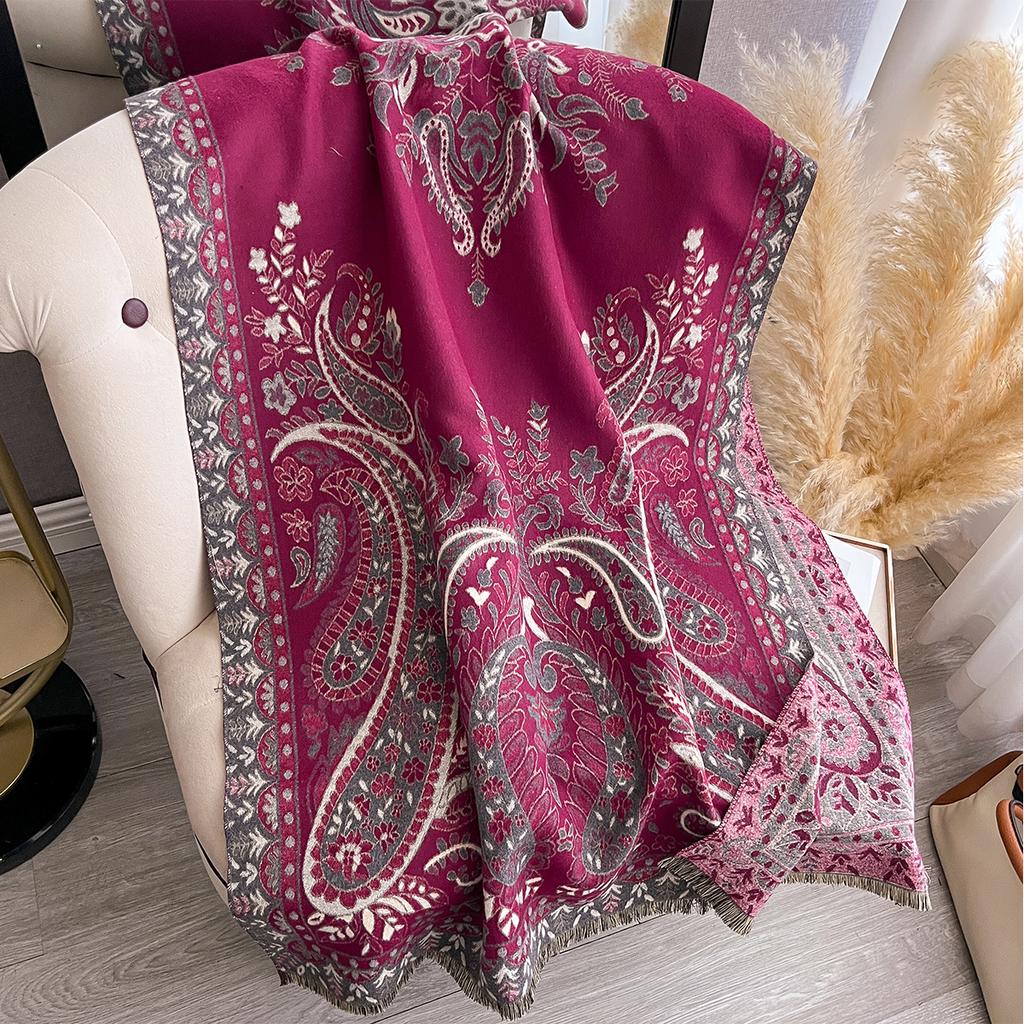 Luxuriöser Paisley-Schal für Damen Warmer Winter Nationaler Stil Pashmina-Schals Schals Weibliche Dicke Deckenwickel Foulard