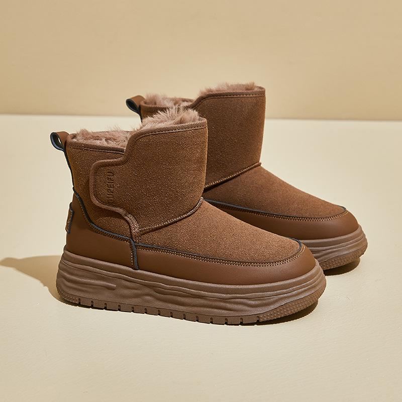 

Женские высокие бархатные зимние ботинки Plus 2024: Теплая повседневная зимняя обувь в корейском стиле XFH569 40