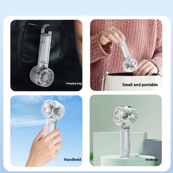 Yousheng Transparent Handheld Fan 3 Speed Adjustable USB Rechargeable Summer Cooling Fan Portable Travel Outdoor Mini Personal Fan