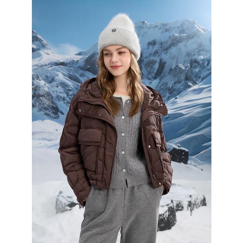 

Женский пуховик Sancai 2024 с капюшоном, ветрозащитный, на белом гусином пуху XL