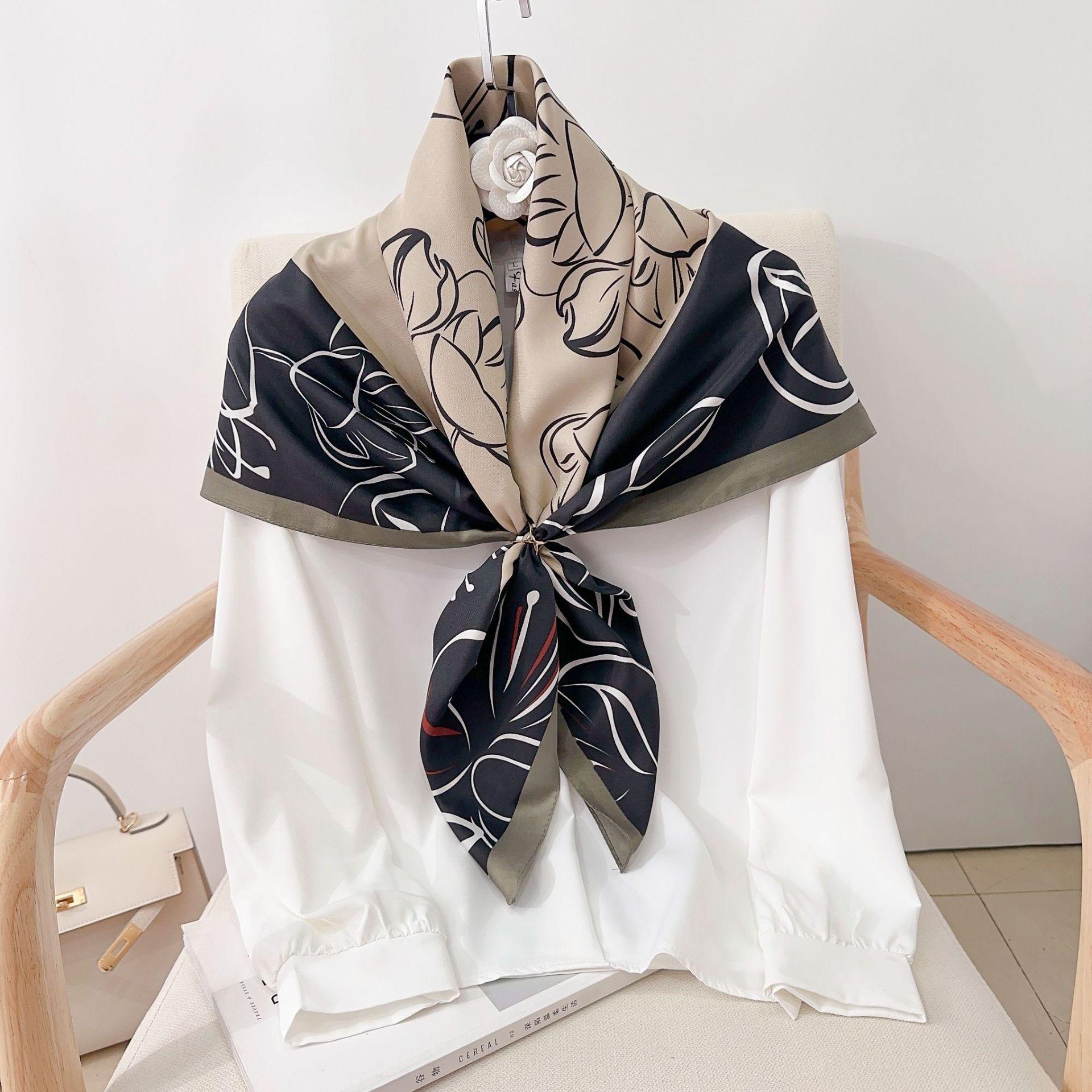 

НОВЫЙ 90СМ Дизайн Твил Шелк Женский Цветочный Шарф Пляжный Солнцезащитный Фуляр Шаль Женский Волосы Хиджаб Обертывания Шейный платок Бандана Эшарп