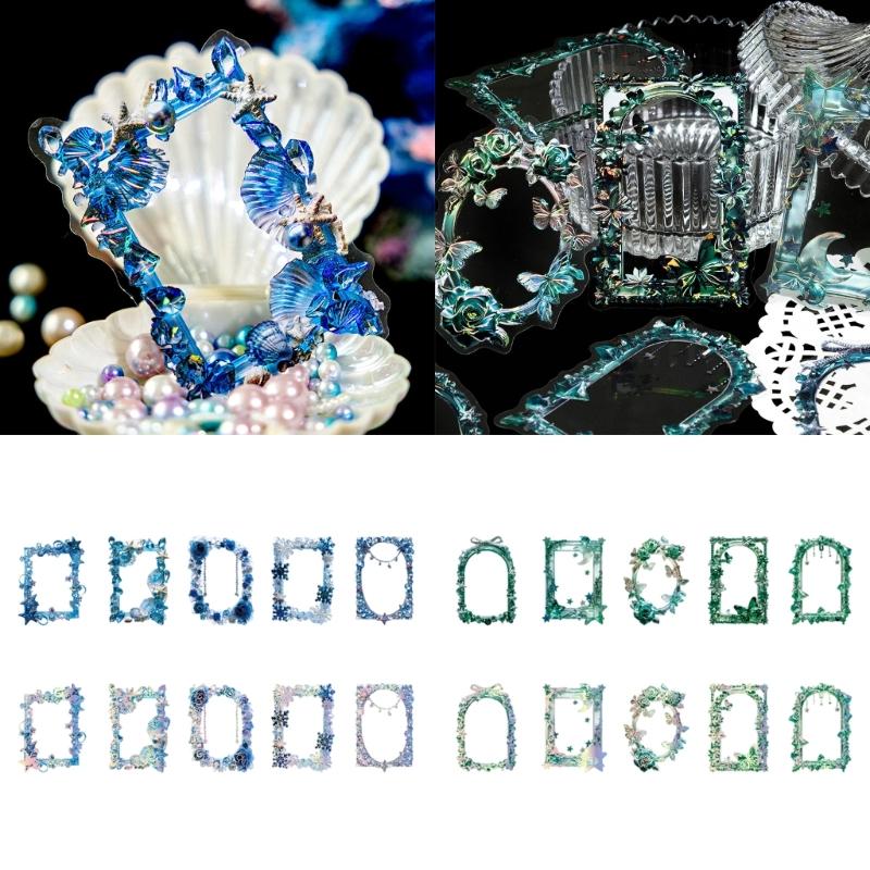 10 Sheets Border Sticker Crystal Museums Series Sticker Decorative Sticker Aesthetic Sticker Scrapbooking Supplies