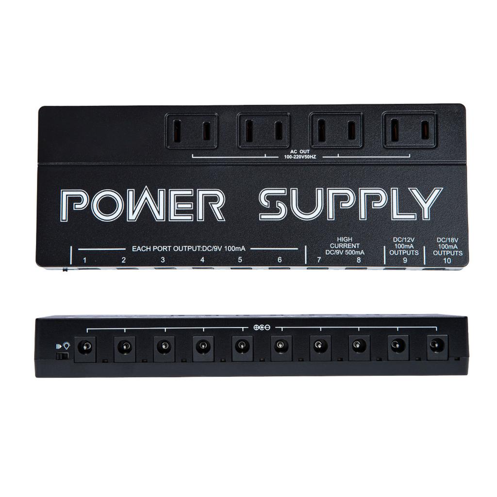 Guitar Effects Pedal Power Supply 10 Output Noise Reduction 9V 12V 18V Effect Pedal Power Supply Aluminum Alloy Case