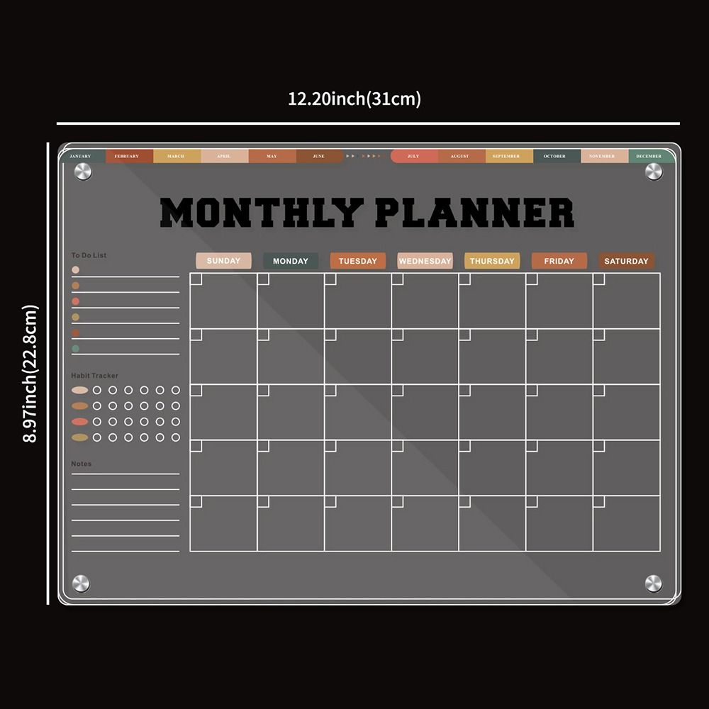 Refrigerator Magnet Magnetic Acrylic Weekly Planner Monthly Calendar Memo  Office/Home Use