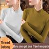 Double-sided Threaded Semi-high Neck Slim-fit Warm Base Layer Top for Women - Autumn/Winter Long-sleeve T-shirt