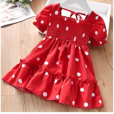 Kinder Mädchen Mode Kurzarm Polka Dot Kleid Stilvolles Kleid für Kinder Baby Mädchen