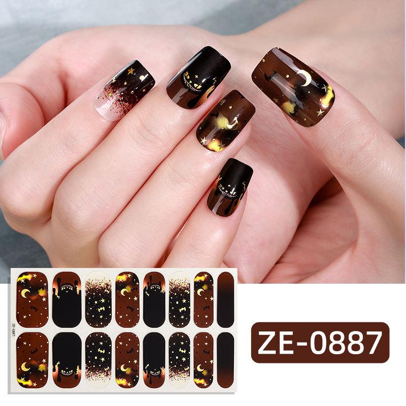 New Luminous Halloween Nail Art Sticker 16 Nail Oil Film Nail Sticker European and American Dark Nail Art Sticker