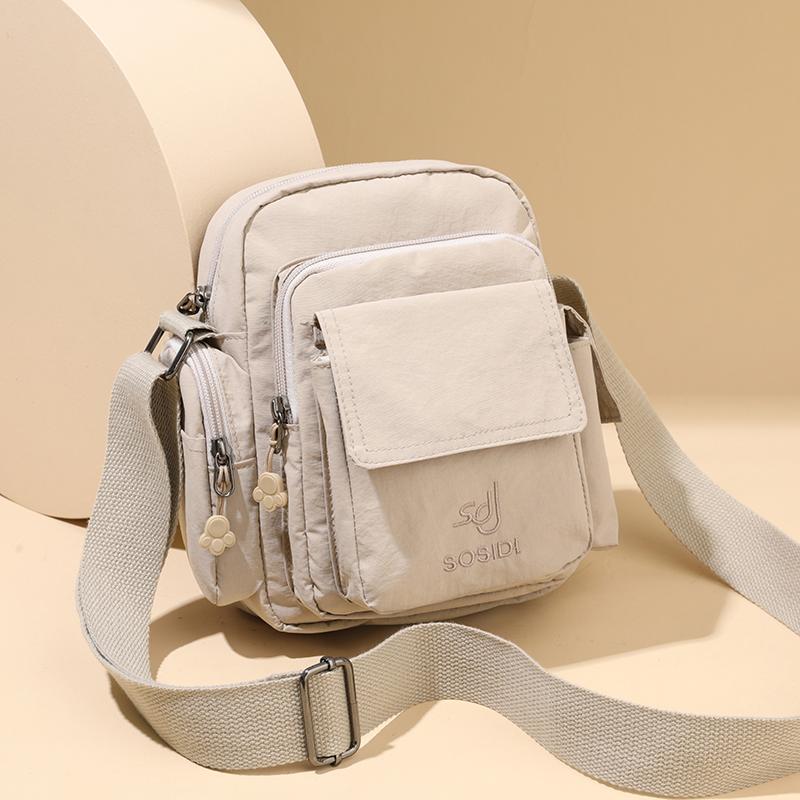 Sac Carré Petit en Nylon Imperméable Sac Léger pour Téléphone Portable pour Femmes Sac Bandoulière Commuter Multi-Poches