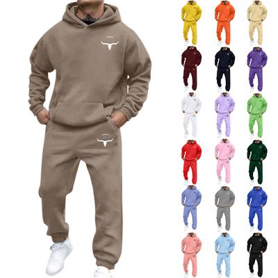 Men's Casual And Personalized Printed Long-sleeved Hooded Sweatshirt, Men's Sports Sweatshirt And Sweatpants Two-piece Set