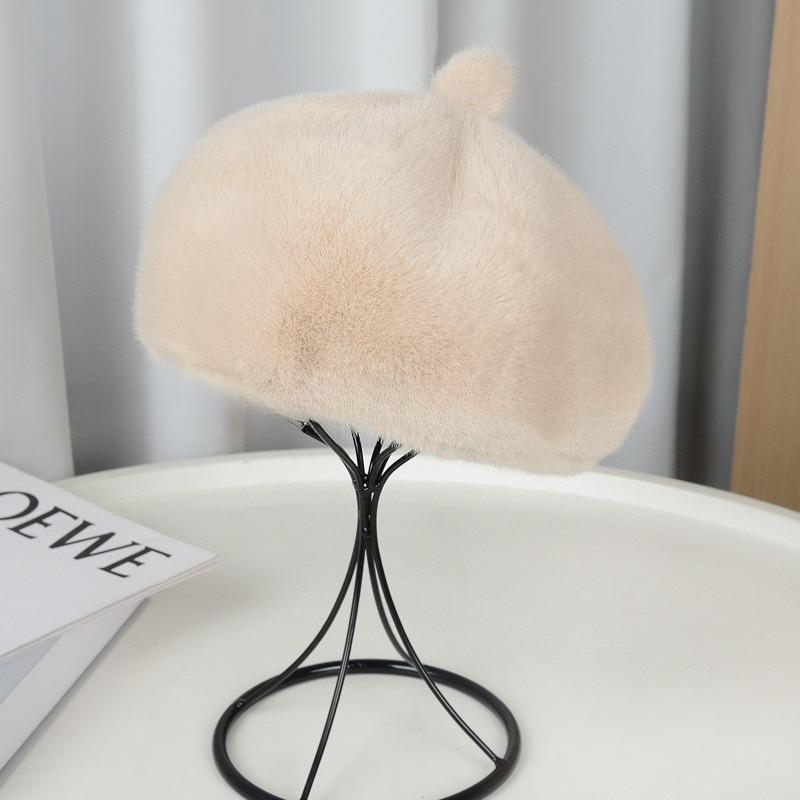 Fashion Autumn and Winter Thickened for Keep Warmth Pumpkin Beret Women Solid Color Japanese Style Casual Fluffy Artist Painter Octagonal Cap