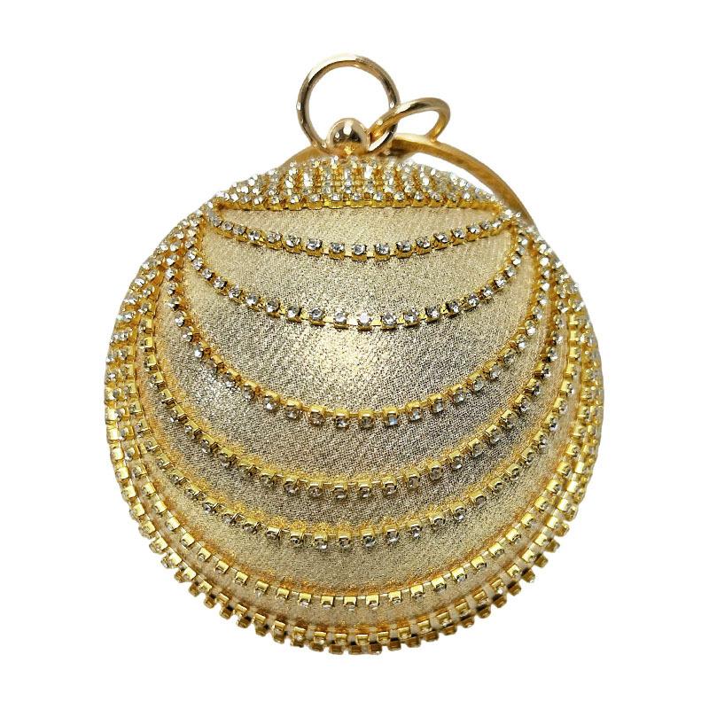 2025 Luxury Diamond Evening Bags For Women Round Shape Shoulder Crossbody Bags Rhinestones Chain Party Wedding Clutch